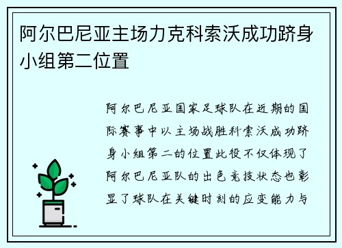 阿尔巴尼亚主场力克科索沃成功跻身小组第二位置